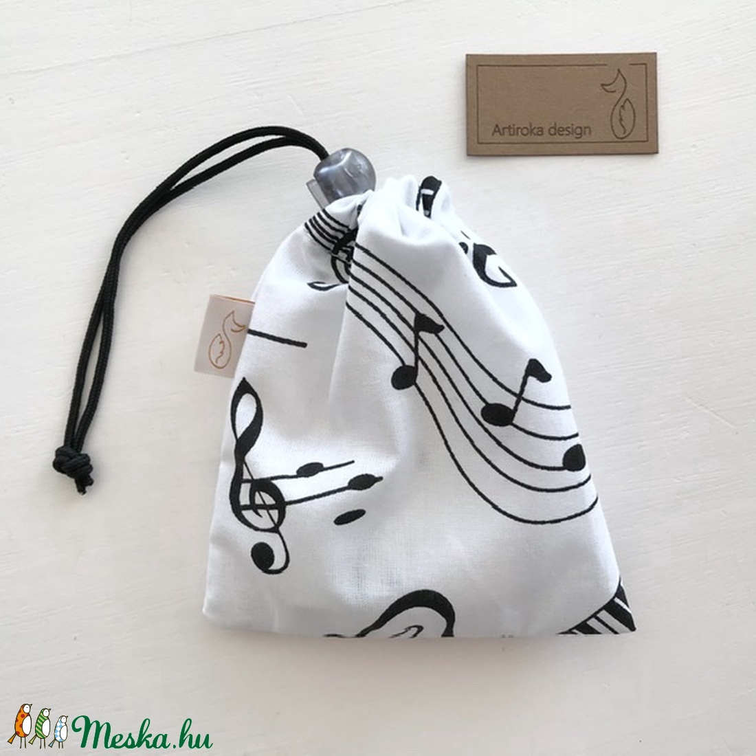 Zene, hangjegy mintás arctisztító párna szett, bambusz frottír és pamut textil felhasználásával -Artiroka design -  - Meska.hu
