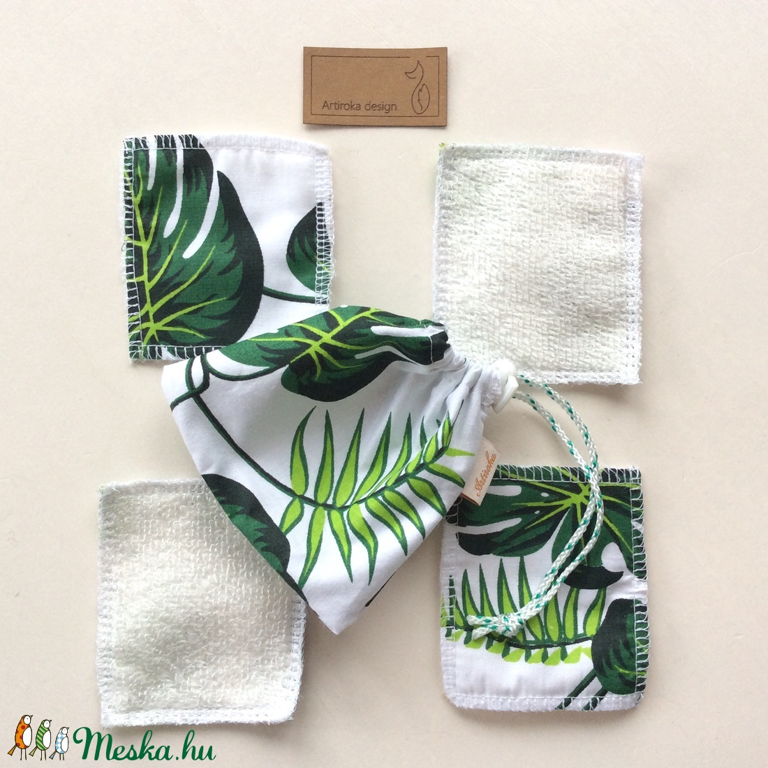 Levél mintás arctisztító párna szett, bambusz frottír és prémium pamut textil felhasználásával - Artiroka design - szépségápolás - arcápolás - arctisztító korong - Meska.hu Levél mintás arctisztító párna szett, bambusz frottír és prémium pamut textil felhasználásával - Artiroka design - szépségápolás - arcápolás - arctisztító korong - Meska.hu