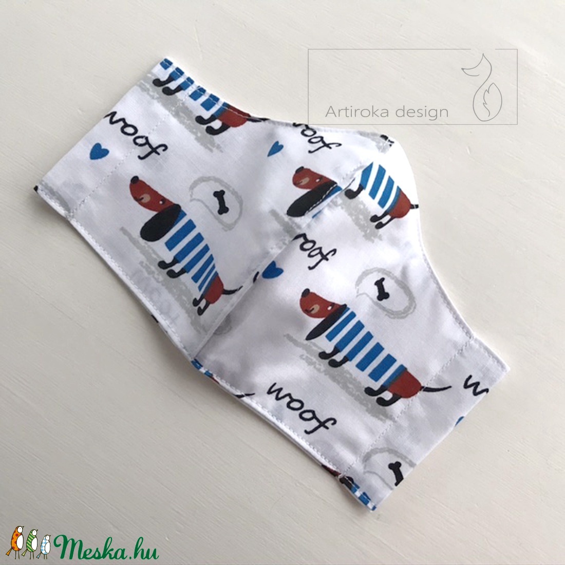 Tacskó kutya mintás arcmaszk, szájmaszk, maszk -  Artiroka design -  - Meska.hu