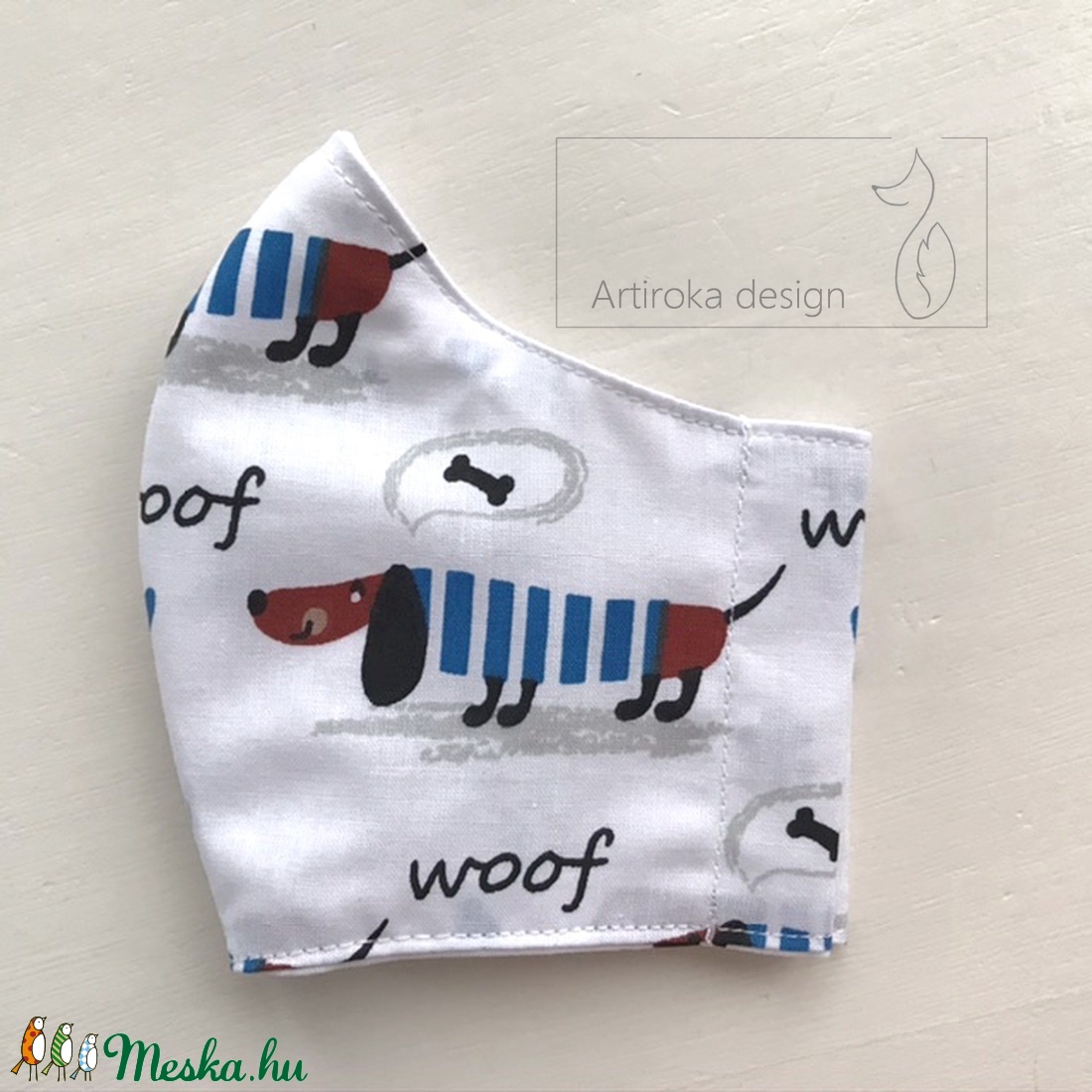 Tacskó kutya mintás arcmaszk, szájmaszk, maszk -  Artiroka design -  - Meska.hu