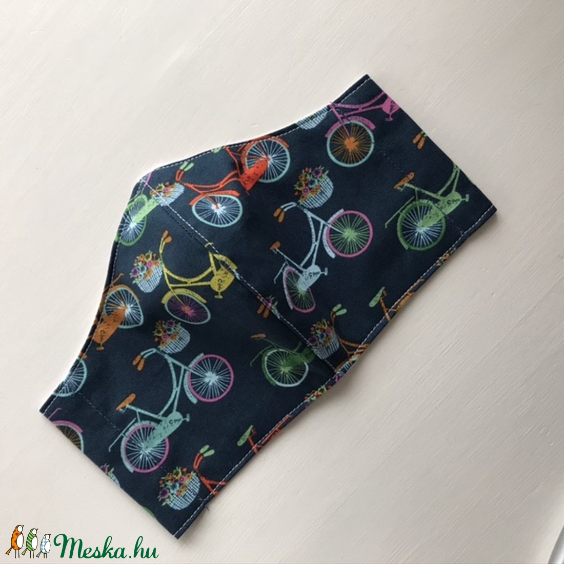 Bicikli mintás sötétkék arcmaszk, szájmaszk, maszk - Artiroka design -  - Meska.hu
