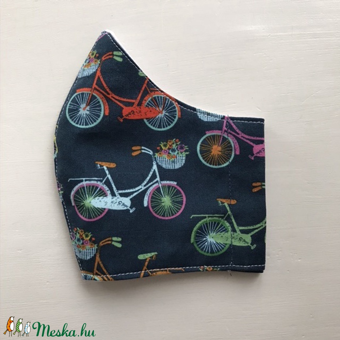 Bicikli mintás sötétkék arcmaszk, szájmaszk, maszk - Artiroka design -  - Meska.hu