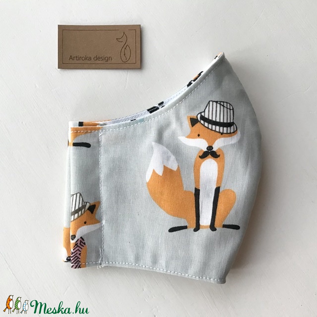 Róka mintás arcmaszk, szájmaszk, maszk - Artiroka design -  - Meska.hu