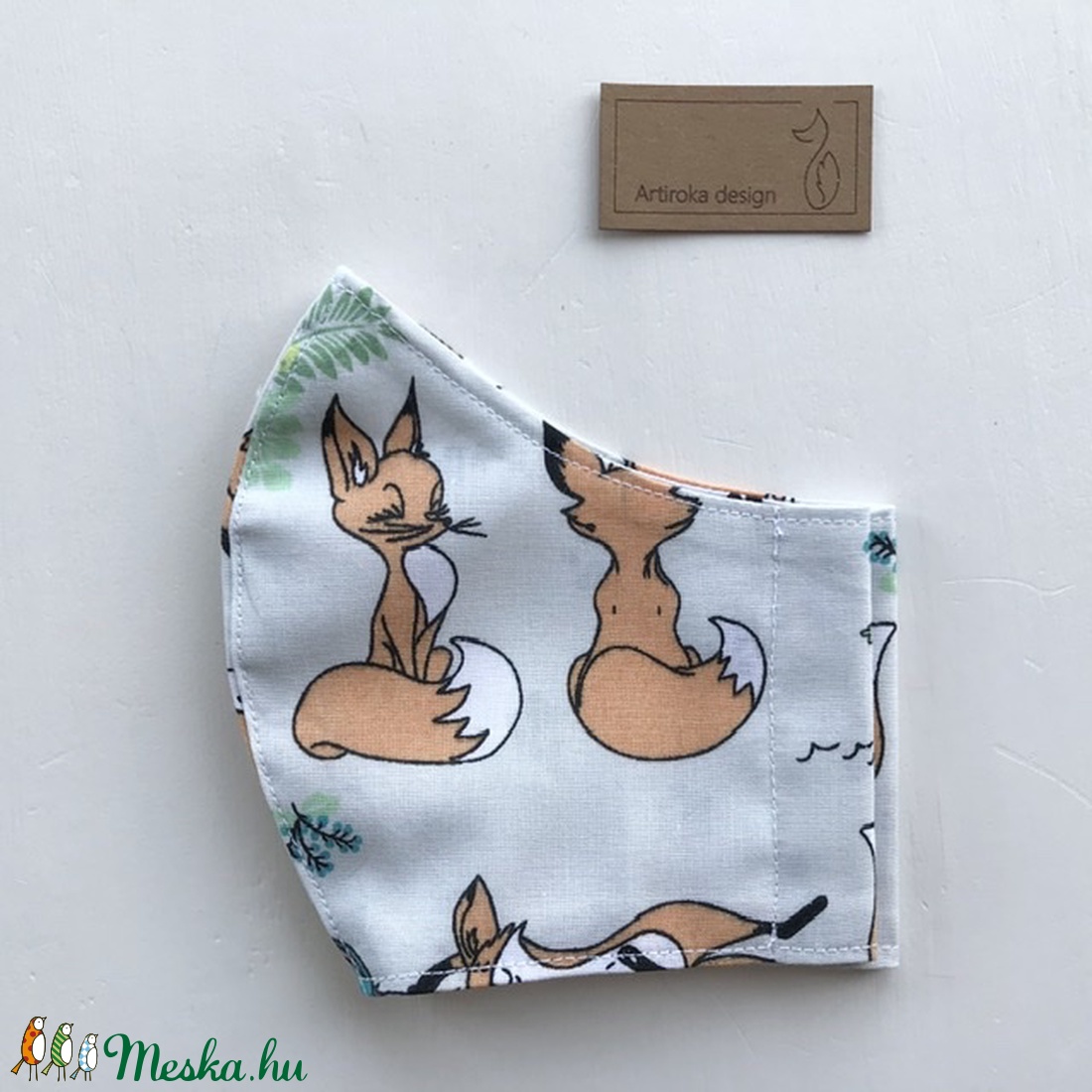Róka mintás arcmaszk, szájmaszk, maszk-   Artiroka design -  - Meska.hu