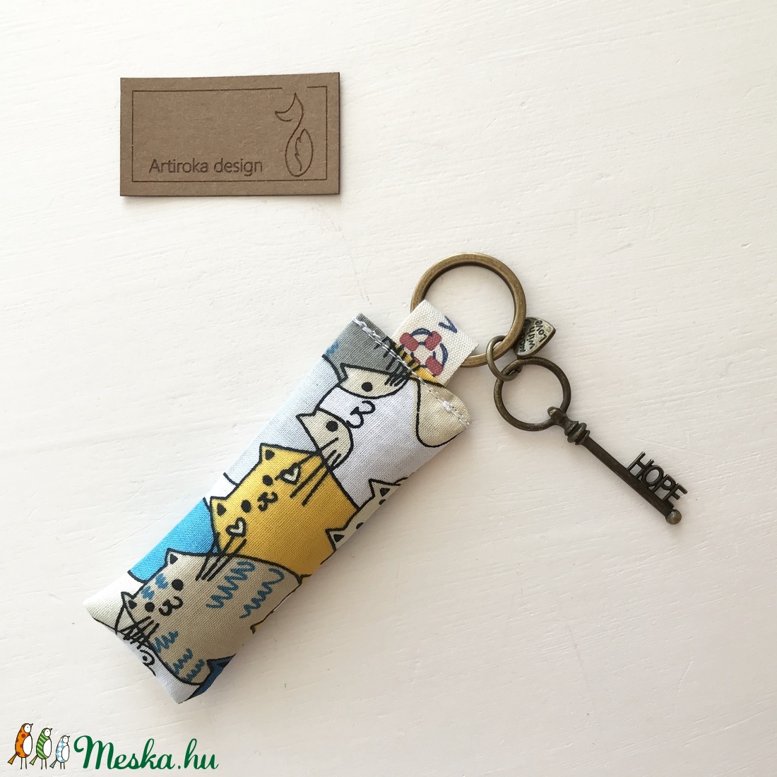 Cica mintás, remény (HOPE) kulcstartó, vintage kulcs dísszel - Artiroka design - - Meska.hu Cica mintás, remény (HOPE) kulcstartó, vintage kulcs dísszel - Artiroka design - - Meska.hu