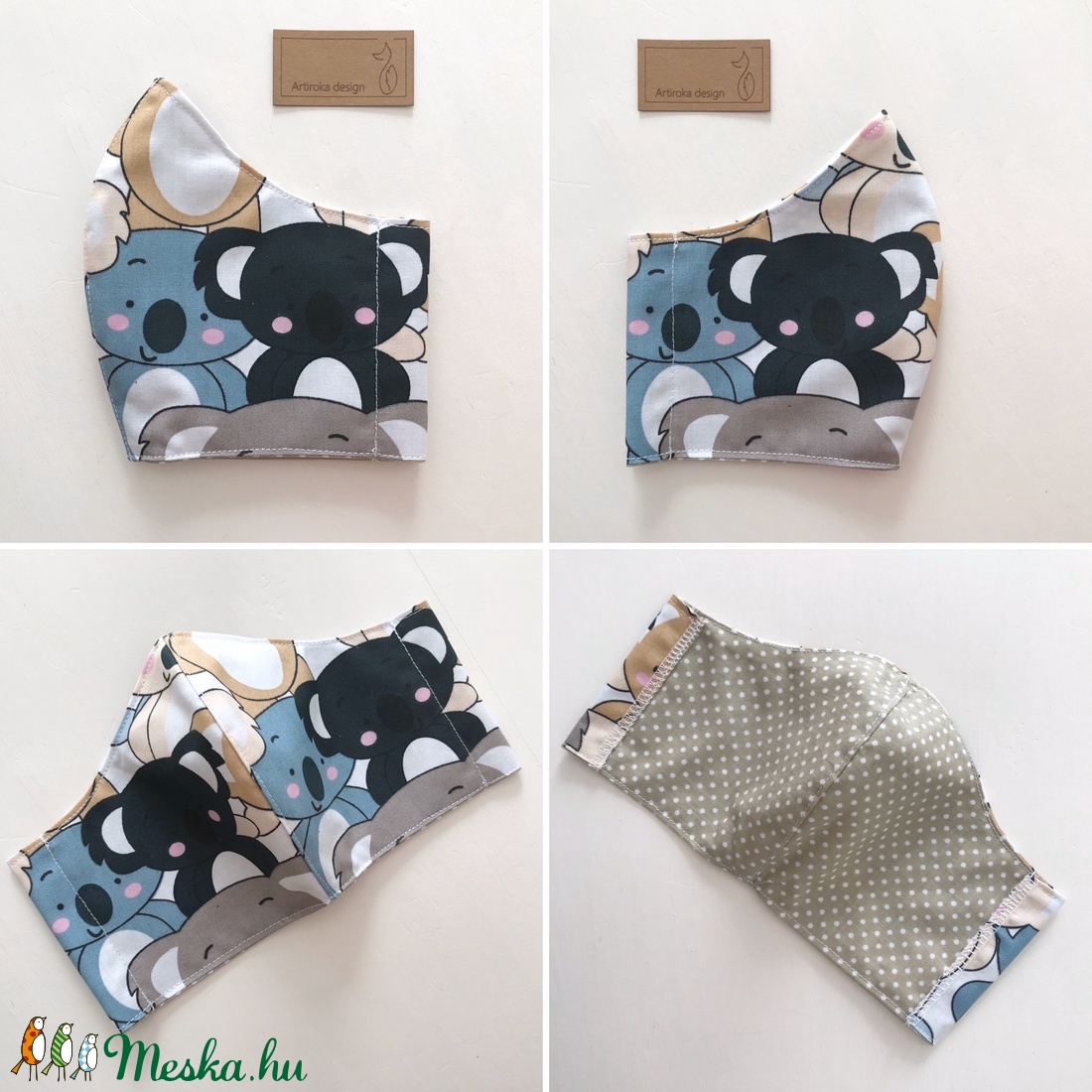Koala mackó mintás arcmaszk, szájmaszk, maszk -  Artiroka design -  - Meska.hu