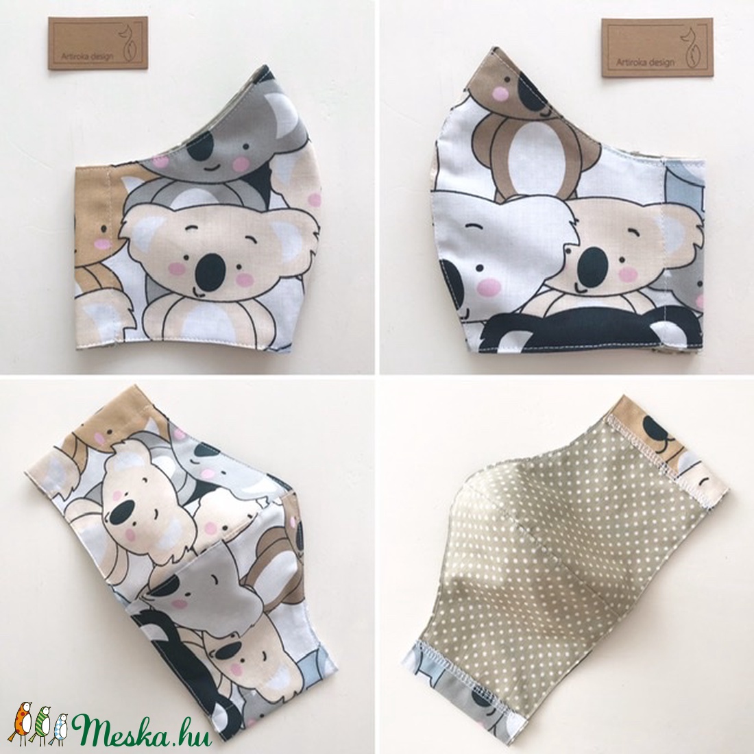 Koala mackó mintás arcmaszk, szájmaszk, maszk -  Artiroka design -  - Meska.hu