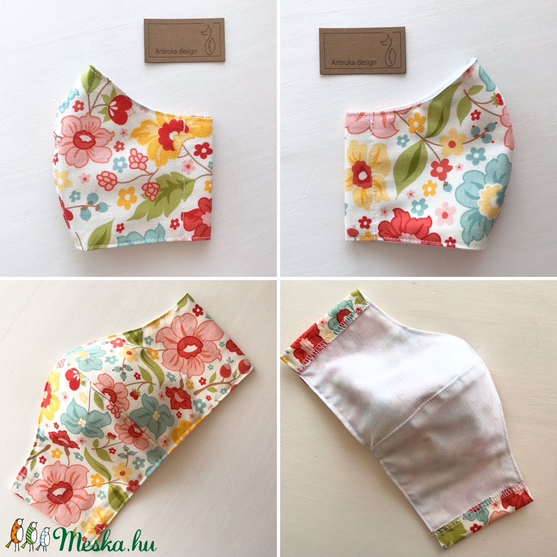 Virág  mintás  prémium pamut textil arcmaszk, szájmaszk, maszk -  Artiroka design - női - női - Meska.hu