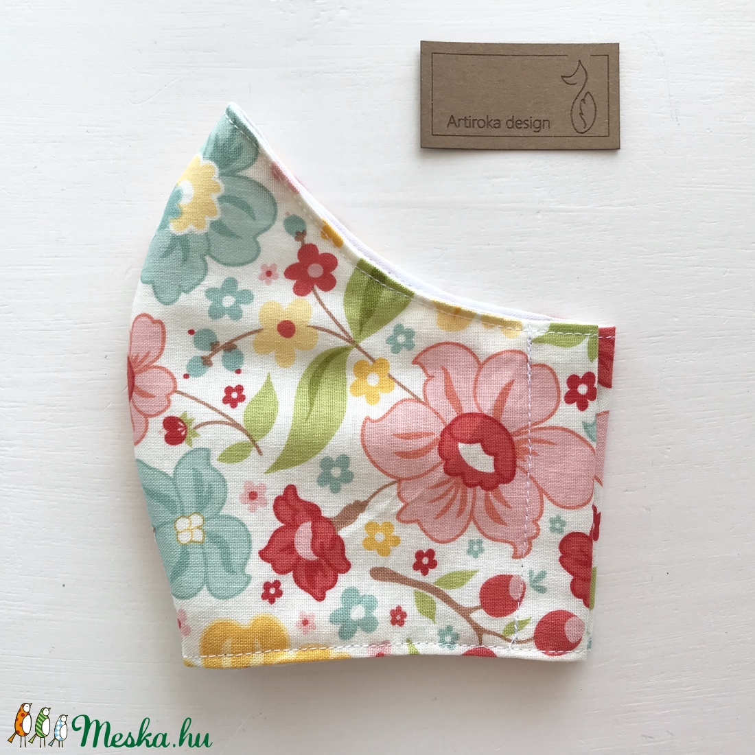 Virág  mintás  prémium pamut textil arcmaszk, szájmaszk, maszk -  Artiroka design -  - Meska.hu