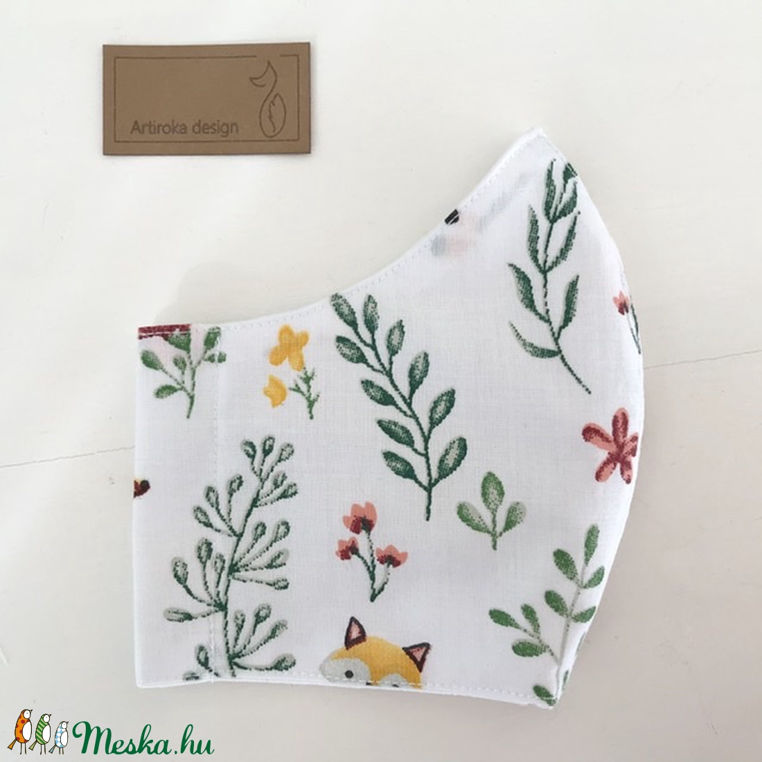 Hófehér, erdei tisztás kukucskáló rókával - mintás szájmaszk, maszk - Artiroka design -  - Meska.hu