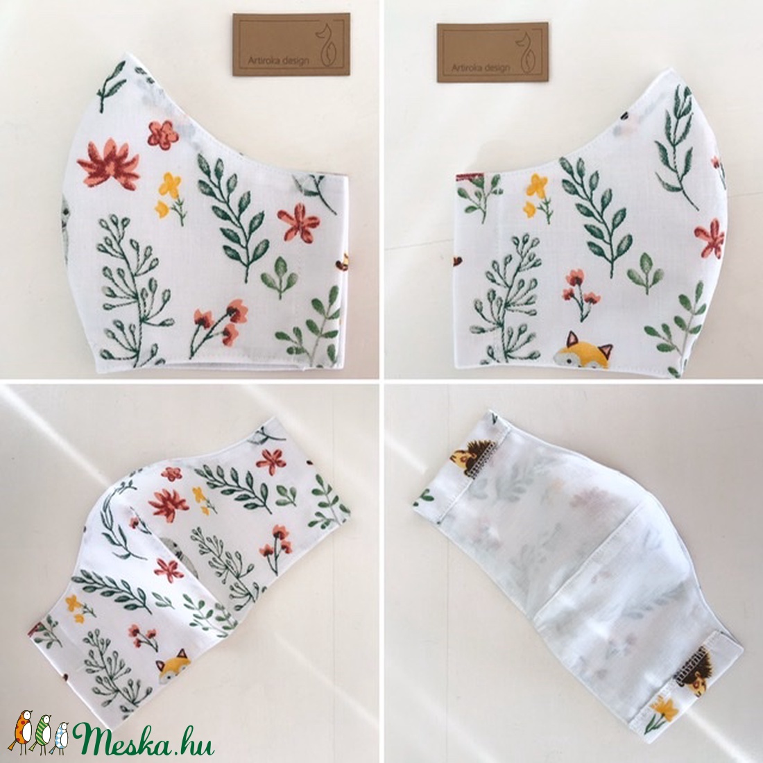 Hófehér, erdei tisztás kukucskáló rókával - mintás szájmaszk, maszk - Artiroka design -  - Meska.hu