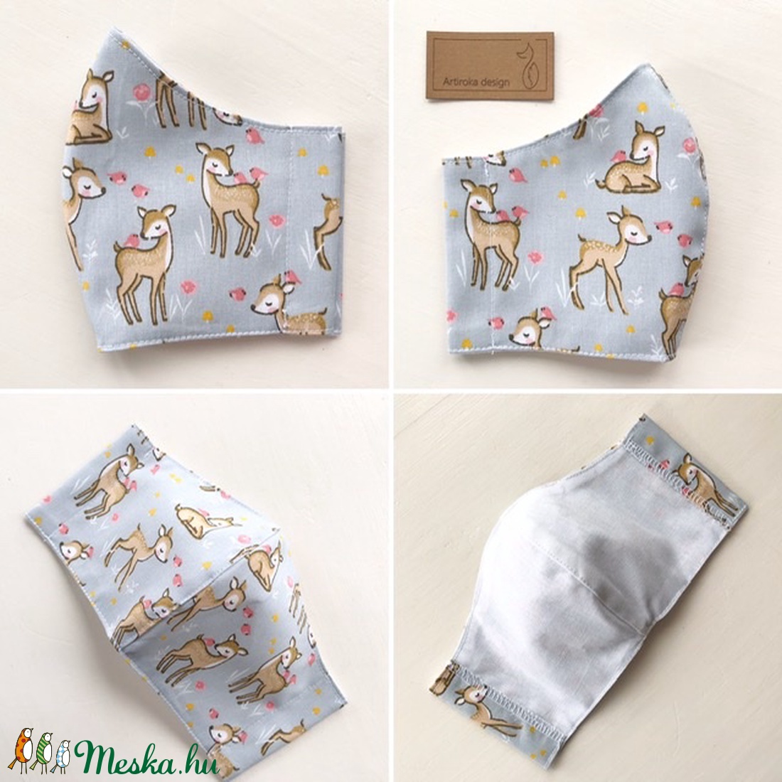 Bambi, őzike mintás maszk, gyerek maszk, szájmaszk, arcmaszk prémium pamut textilből-  Artiroka design  -  - Meska.hu