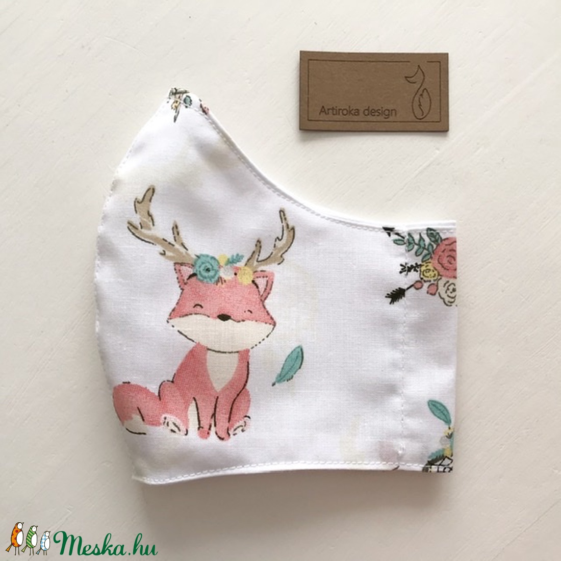 AKCIÓ - Róka mintás arcmaszk, szájmaszk, 8-12 éves gyerek maszk  - Artiroka design -  - Meska.hu