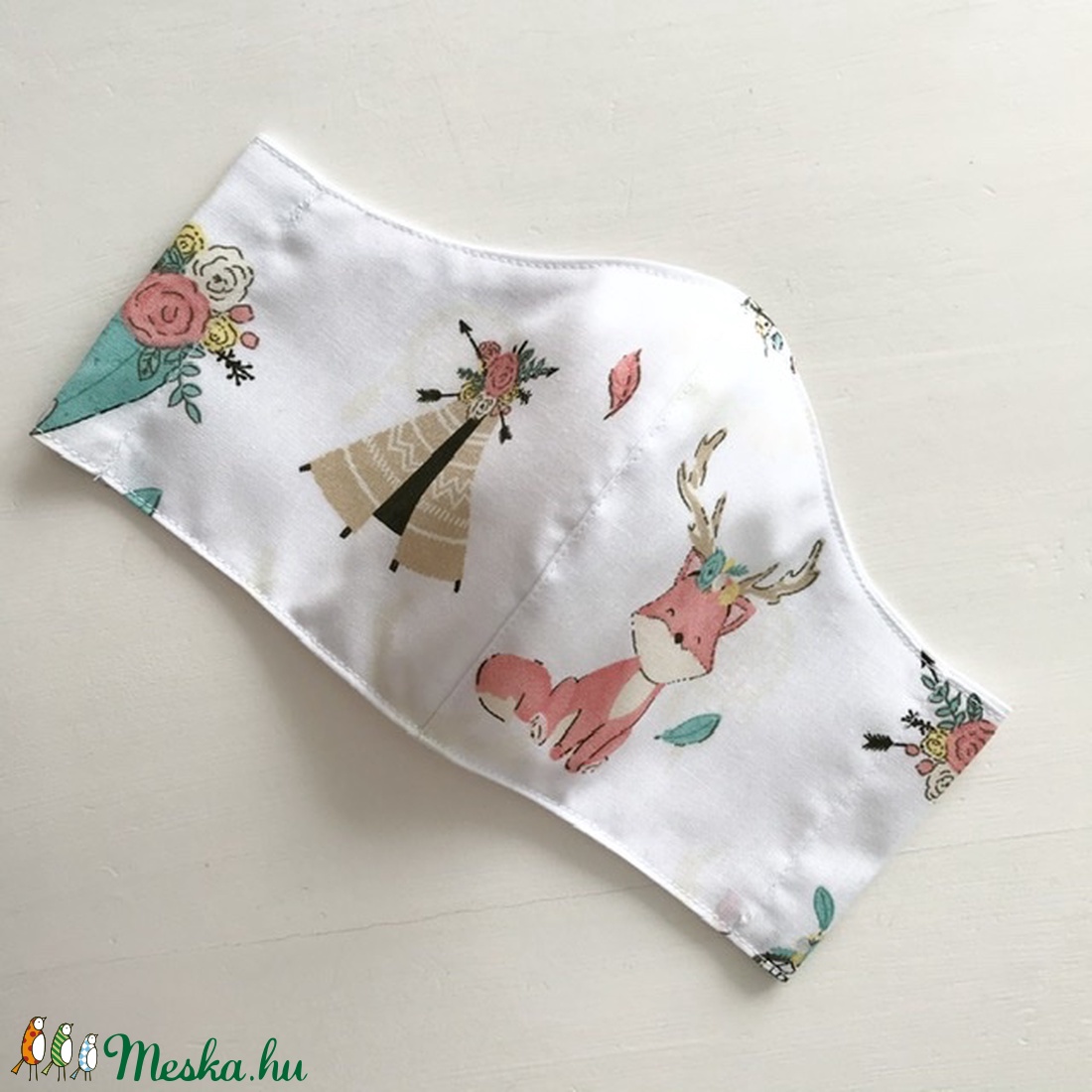 AKCIÓ - Róka mintás arcmaszk, szájmaszk, 8-12 éves gyerek maszk  - Artiroka design -  - Meska.hu