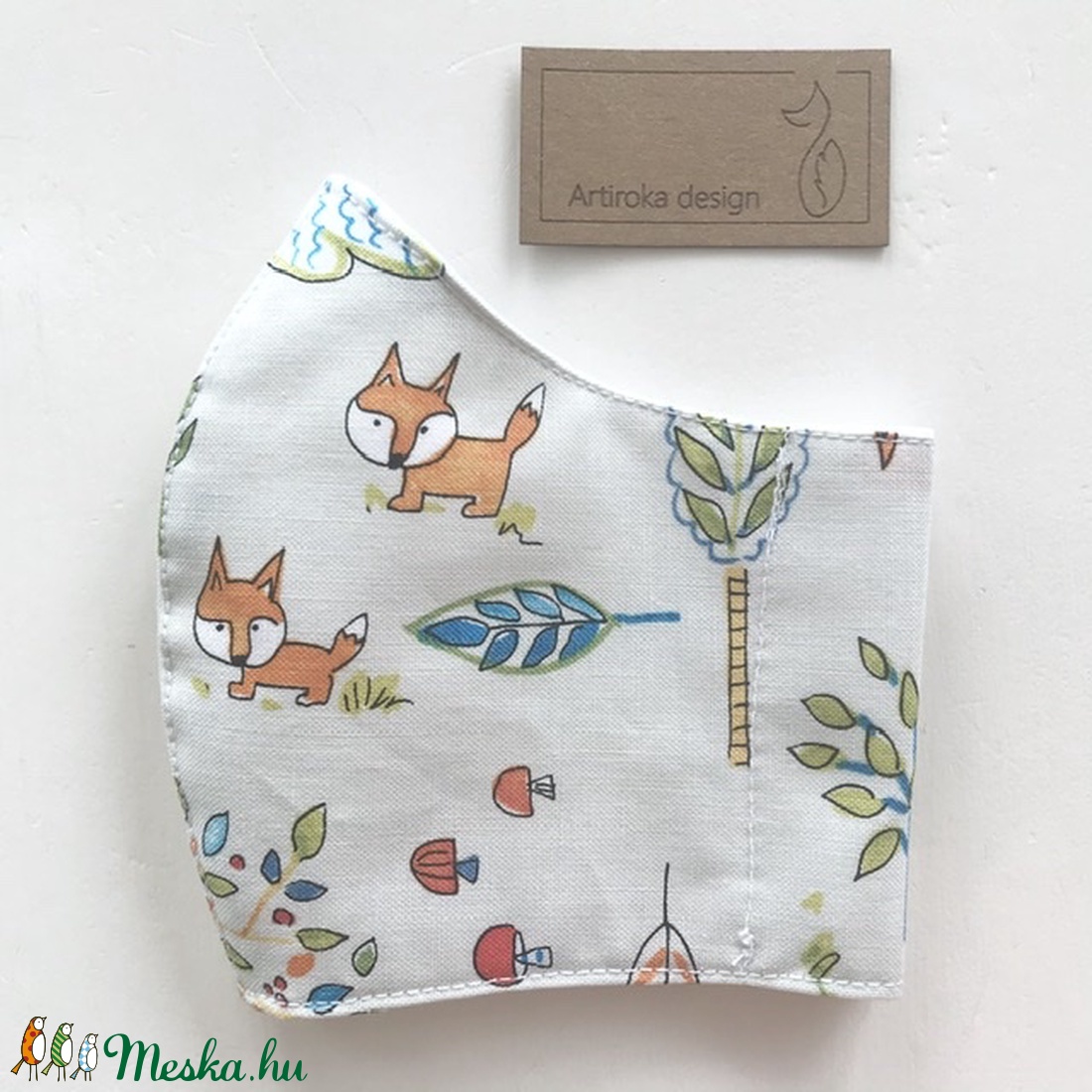 Róka család mintás prémium arcmaszk, szájmaszk, maszk, gyerekmaszk 3-6 éves gyermekre - Artiroka design -  - Meska.hu