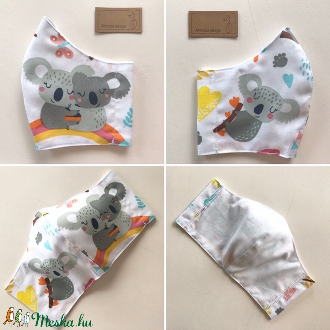Színes koala mackó család mintás arcmaszk, szájmaszk, maszk -  Artiroka design - gyerek - gyerek - Meska.hu