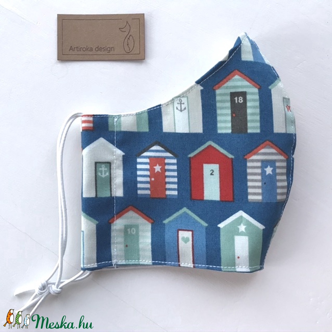Tengerparti házikók -  mintás prémium arcmaszk, szájmaszk, maszk, gyerekmaszk - Artiroka design - gyerek - gyerek - Meska.hu