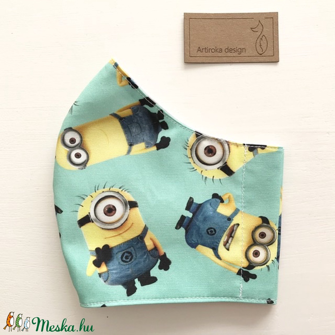  Minyon  mintás türkiz szájmaszk, maszk, arcmaszk - Artiroka design -  - Meska.hu