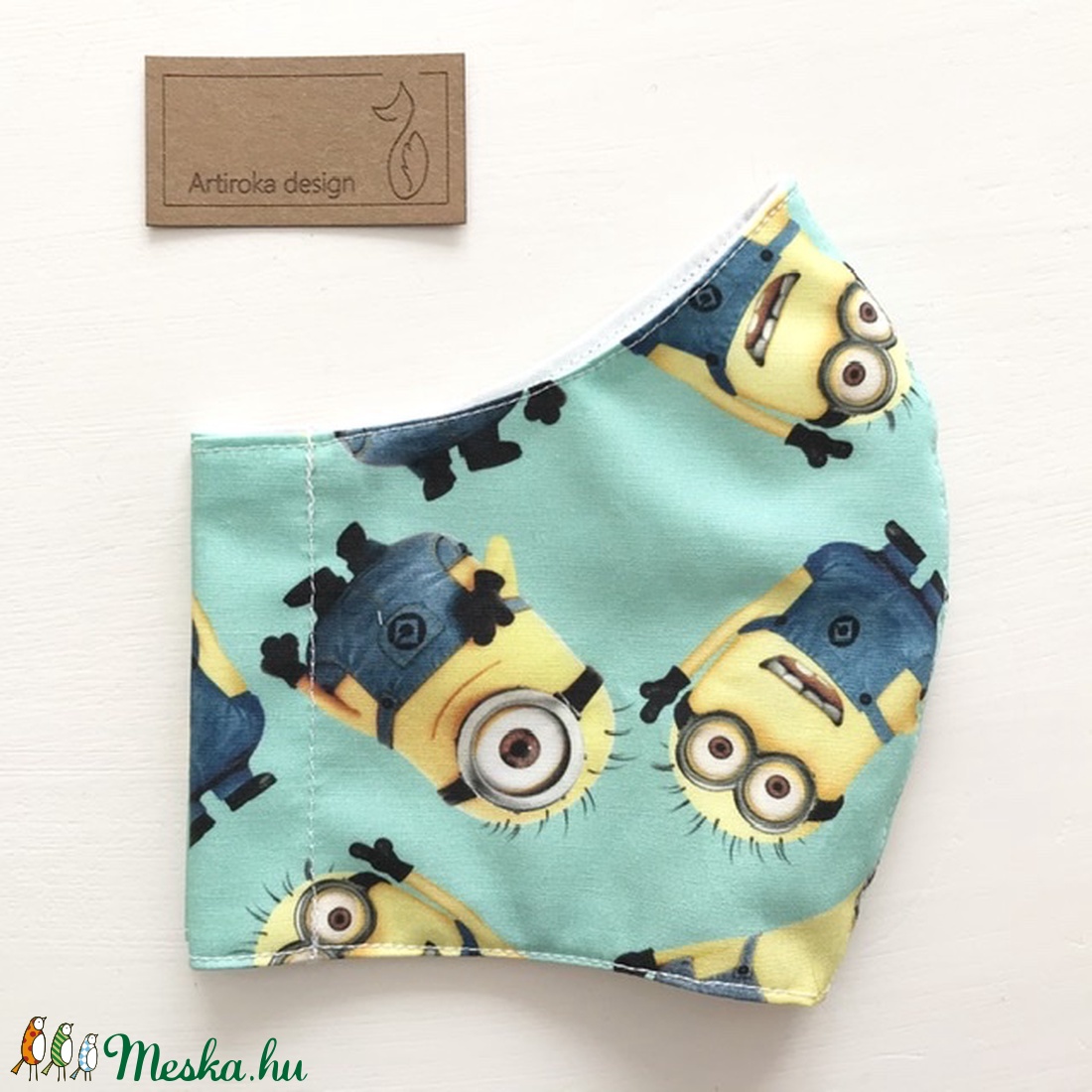  Minyon  mintás türkiz szájmaszk, maszk, arcmaszk - Artiroka design -  - Meska.hu