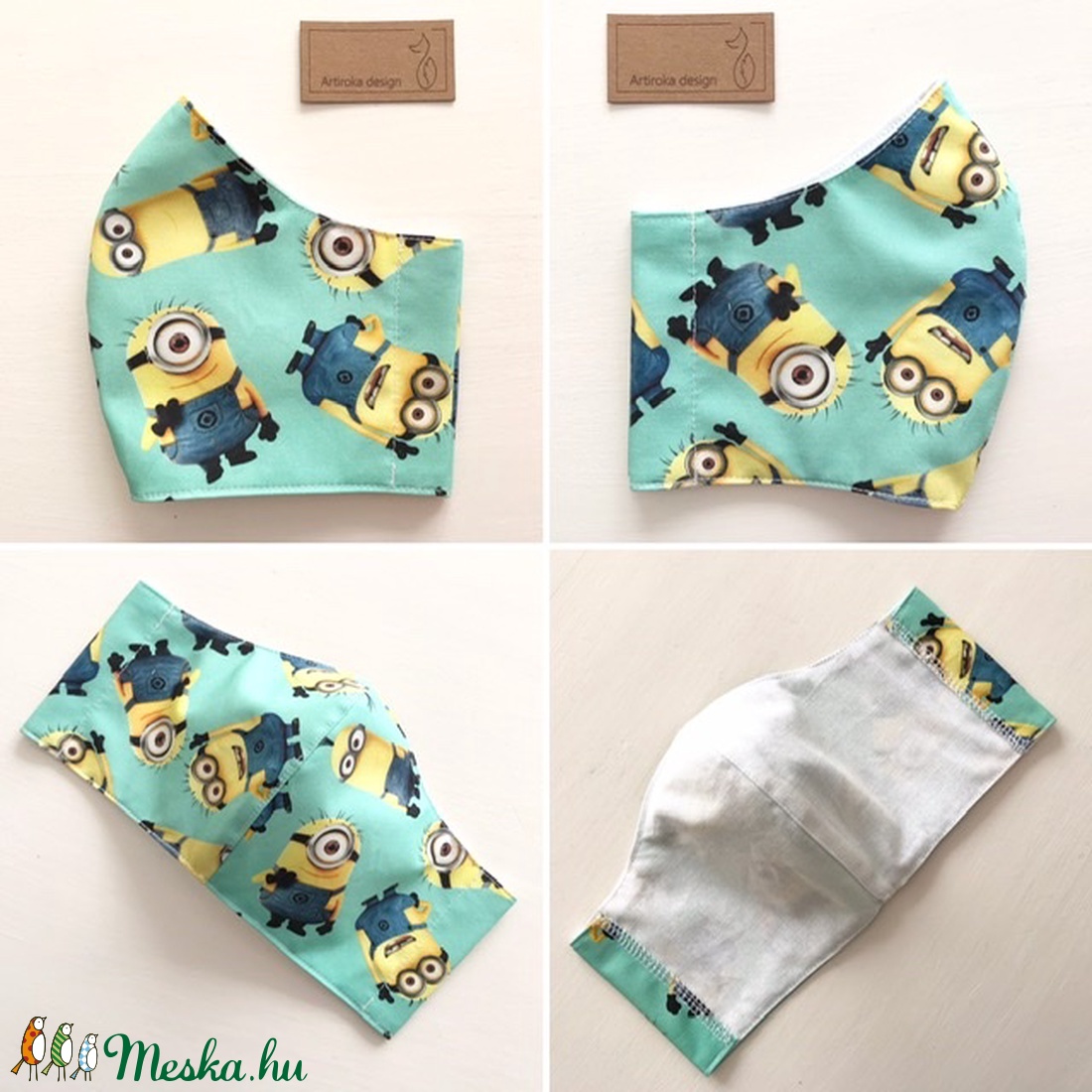  Minyon  mintás türkiz szájmaszk, maszk, arcmaszk - Artiroka design -  - Meska.hu