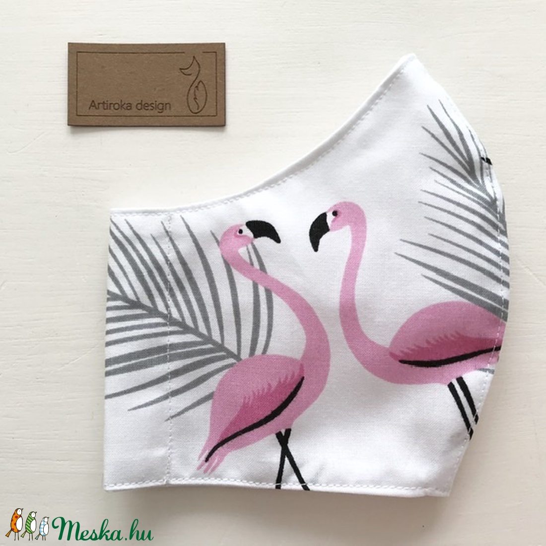 Flamingó mintás arcmaszk, szájmaszk, maszk - M méretben - Artiroka design - gyerek - gyerek - Meska.hu