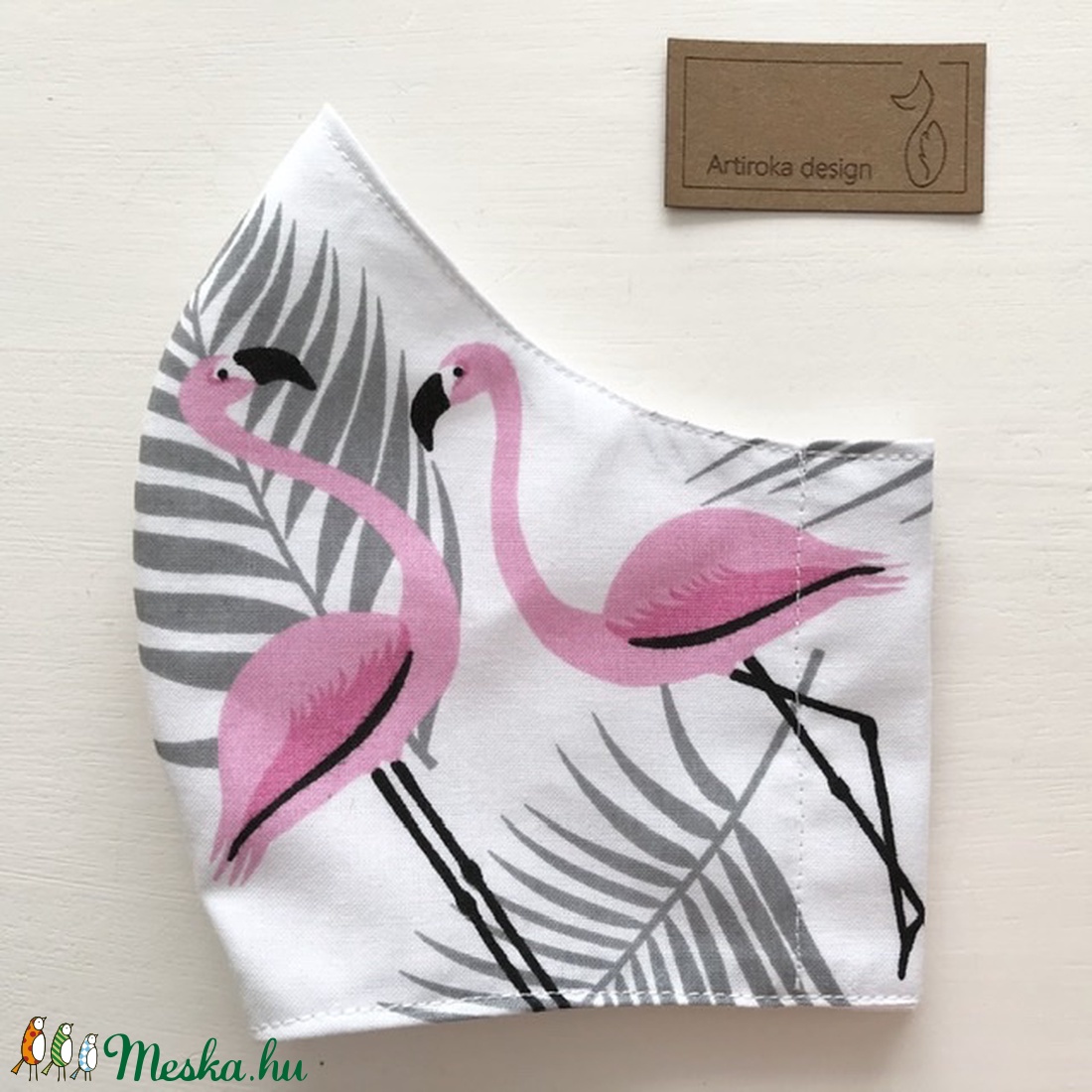 Flamingó mintás arcmaszk, szájmaszk, maszk - M méretben - Artiroka design - gyerek - gyerek - Meska.hu