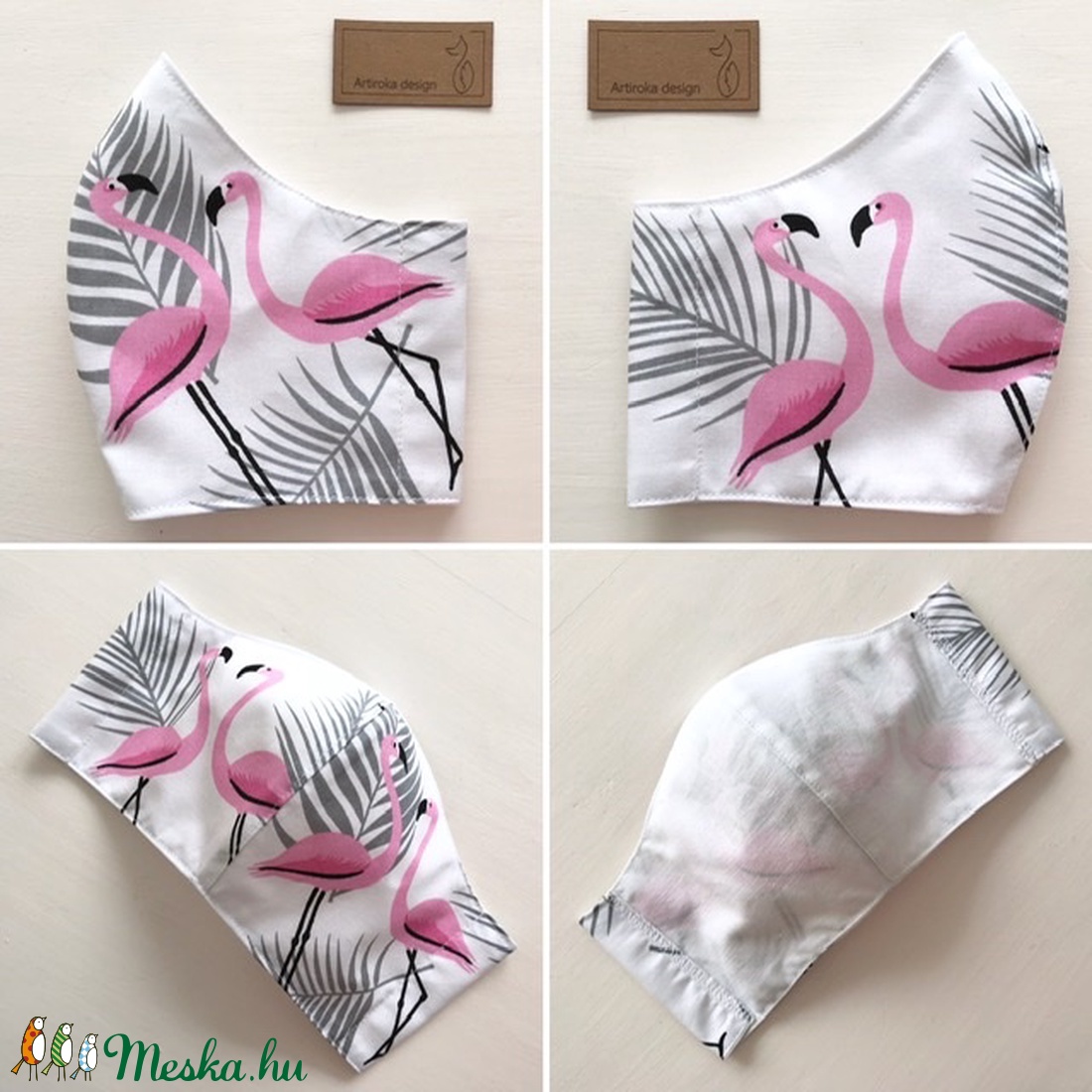 Flamingó mintás arcmaszk, szájmaszk, maszk - M méretben - Artiroka design - gyerek - gyerek - Meska.hu