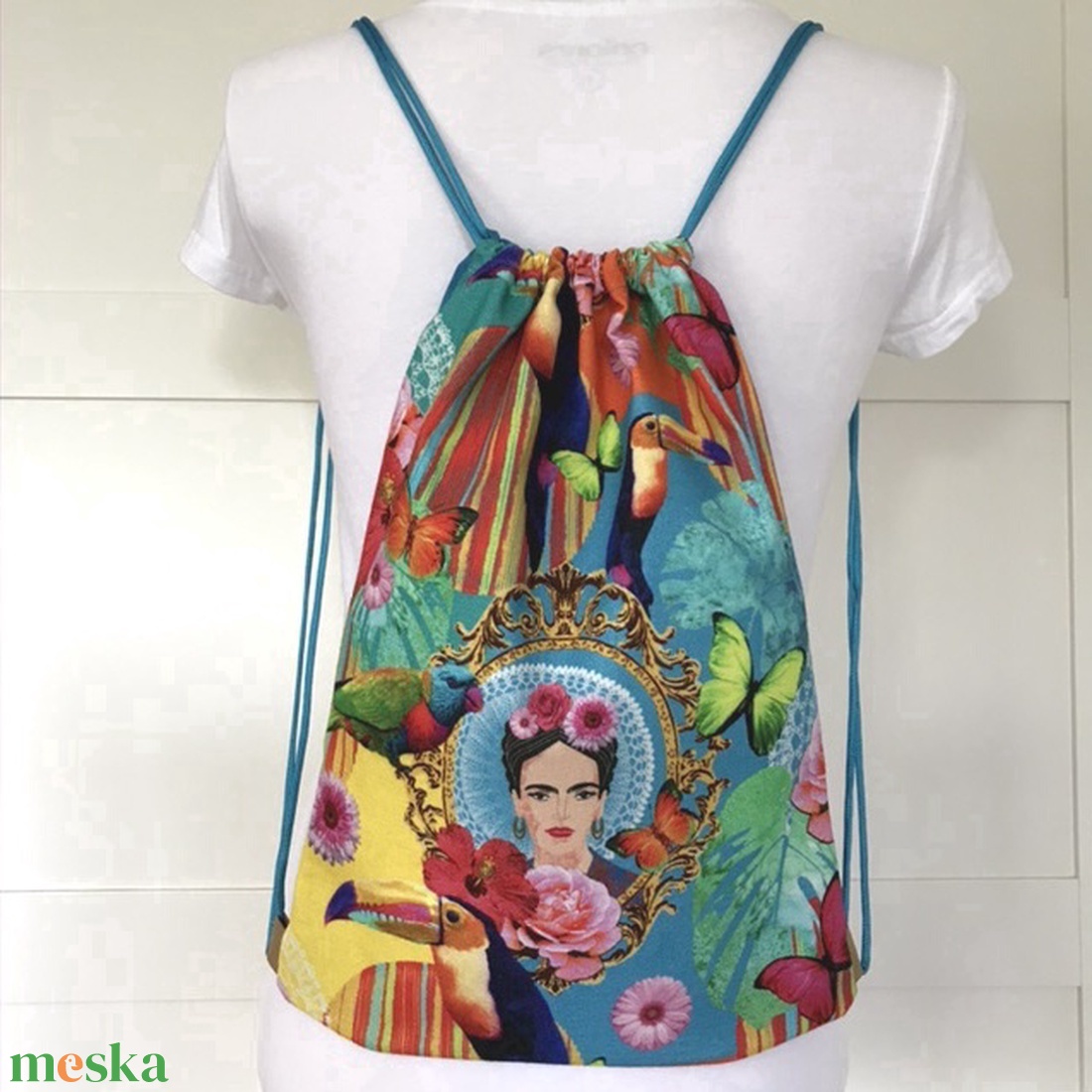 Frida Kahlo VÍZLEPERGETŐS gymbag hátizsák, tornazsák edzésre, úszáshoz, kiránduláshoz - Artiroka design -  - Meska.hu