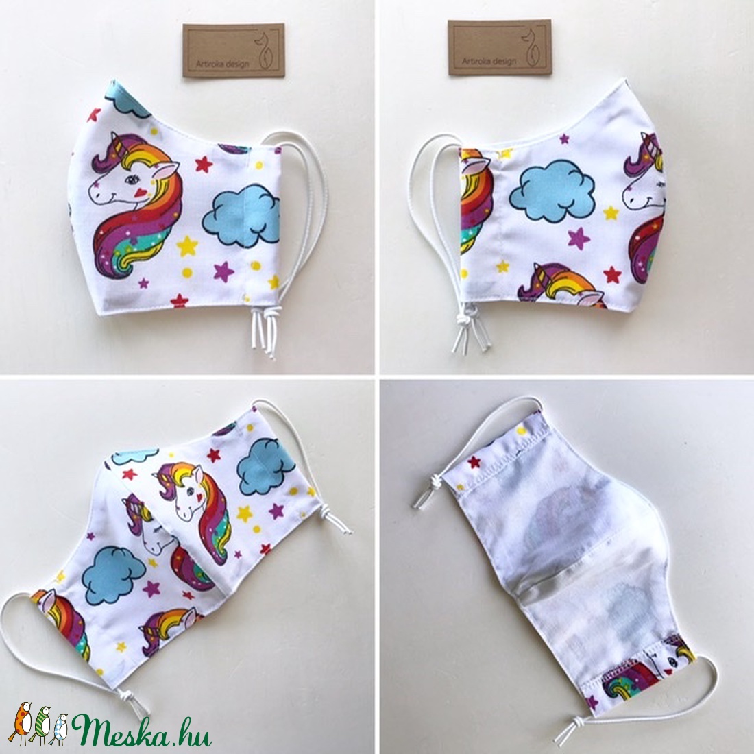 Unikornis mintás gyerek maszk  szájmaszk, arcmaszk -  Artiroka design -  - Meska.hu