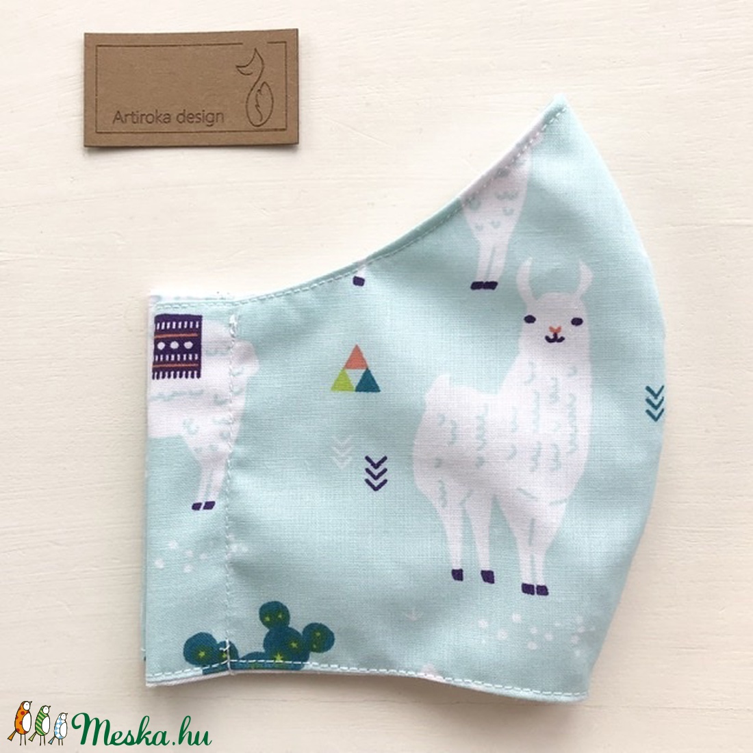 Ha rajtad a Láma, nincs dráma! Láma mintás, pamut textil arcmaszk, maszk - Artiroka design  - női - női - Meska.hu