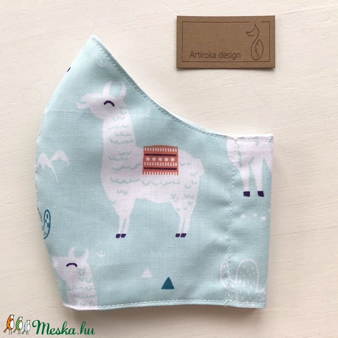 Ha rajtad a Láma, nincs dráma! Láma mintás, pamut textil arcmaszk, maszk - Artiroka design  - női - női - Meska.hu