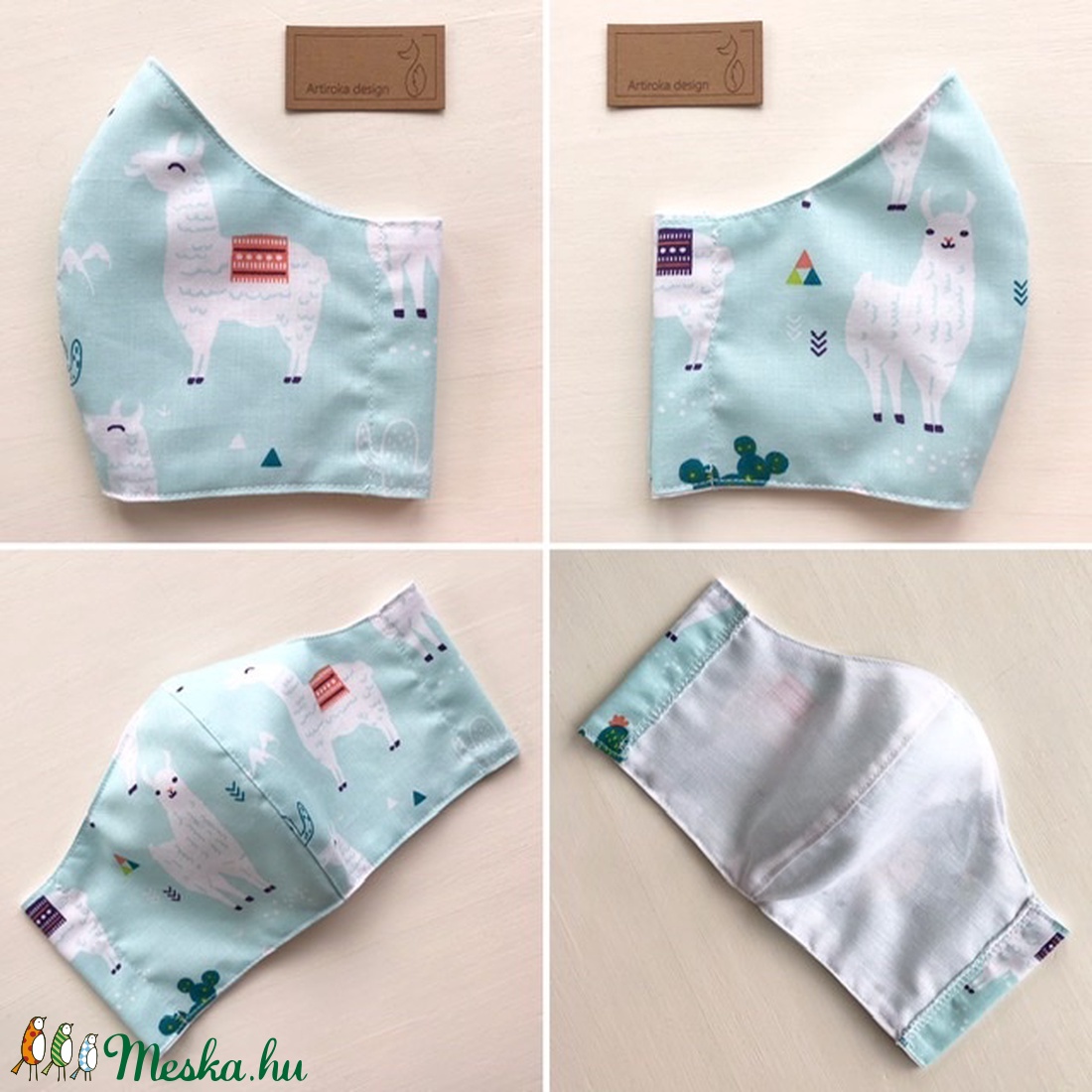 Ha rajtad a Láma, nincs dráma! Láma mintás, pamut textil arcmaszk, maszk - Artiroka design  - női - női - Meska.hu