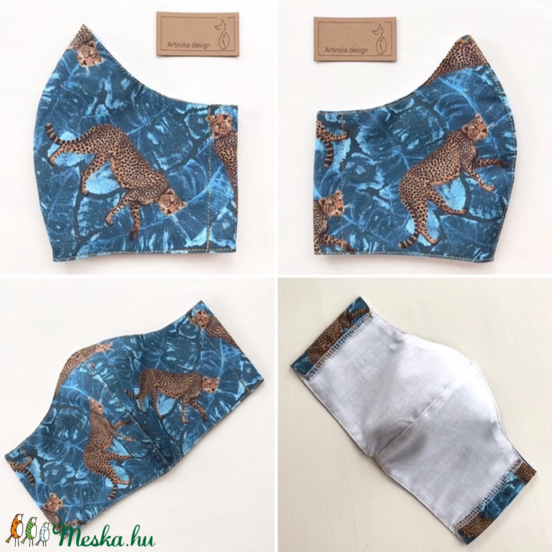 Leopárd mintás prémium szájmaszk, maszk, arcmaszk - Artiroka design - gyerek - gyerek - Meska.hu