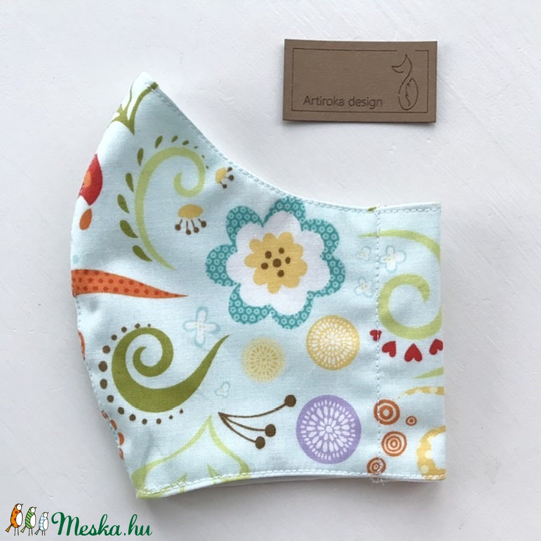 Prémium pamut textil, színes mintás arcmaszk, szájmaszk, maszk a nyári napokra - Artiroka design -  - Meska.hu