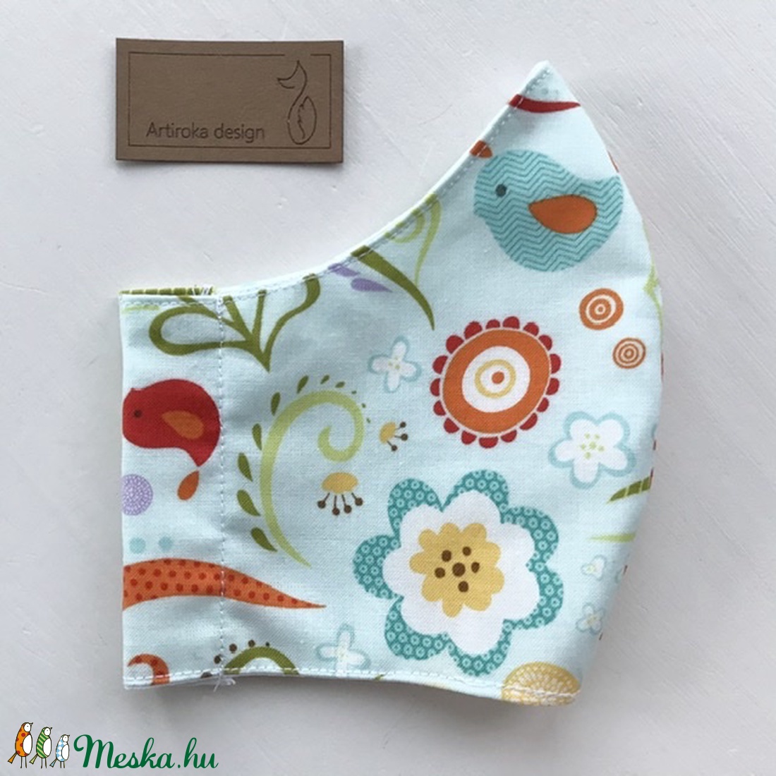Prémium pamut textil, színes mintás arcmaszk, szájmaszk, maszk a nyári napokra - Artiroka design -  - Meska.hu