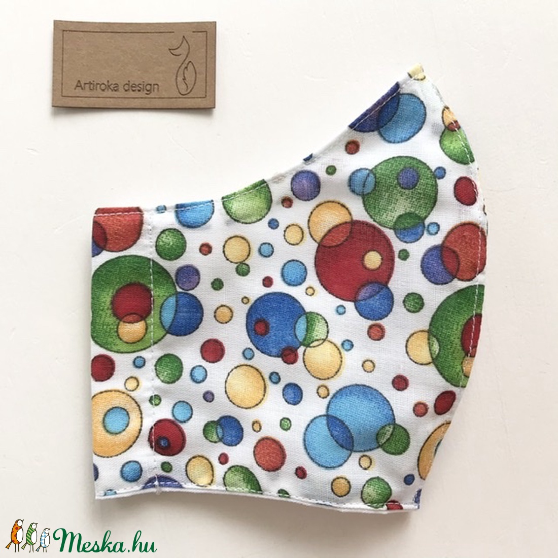 Színes buborék mintás, vidám nyári arcmaszk, szájmaszk, maszk, gyerekmaszk - Artiroka design - női - női - Meska.hu