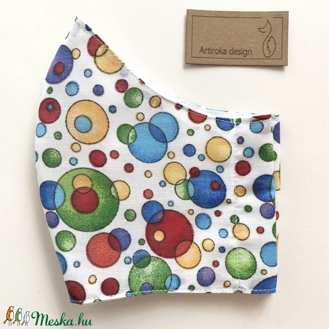 Színes buborék mintás, vidám nyári arcmaszk, szájmaszk, maszk, gyerekmaszk - Artiroka design - női - női - Meska.hu