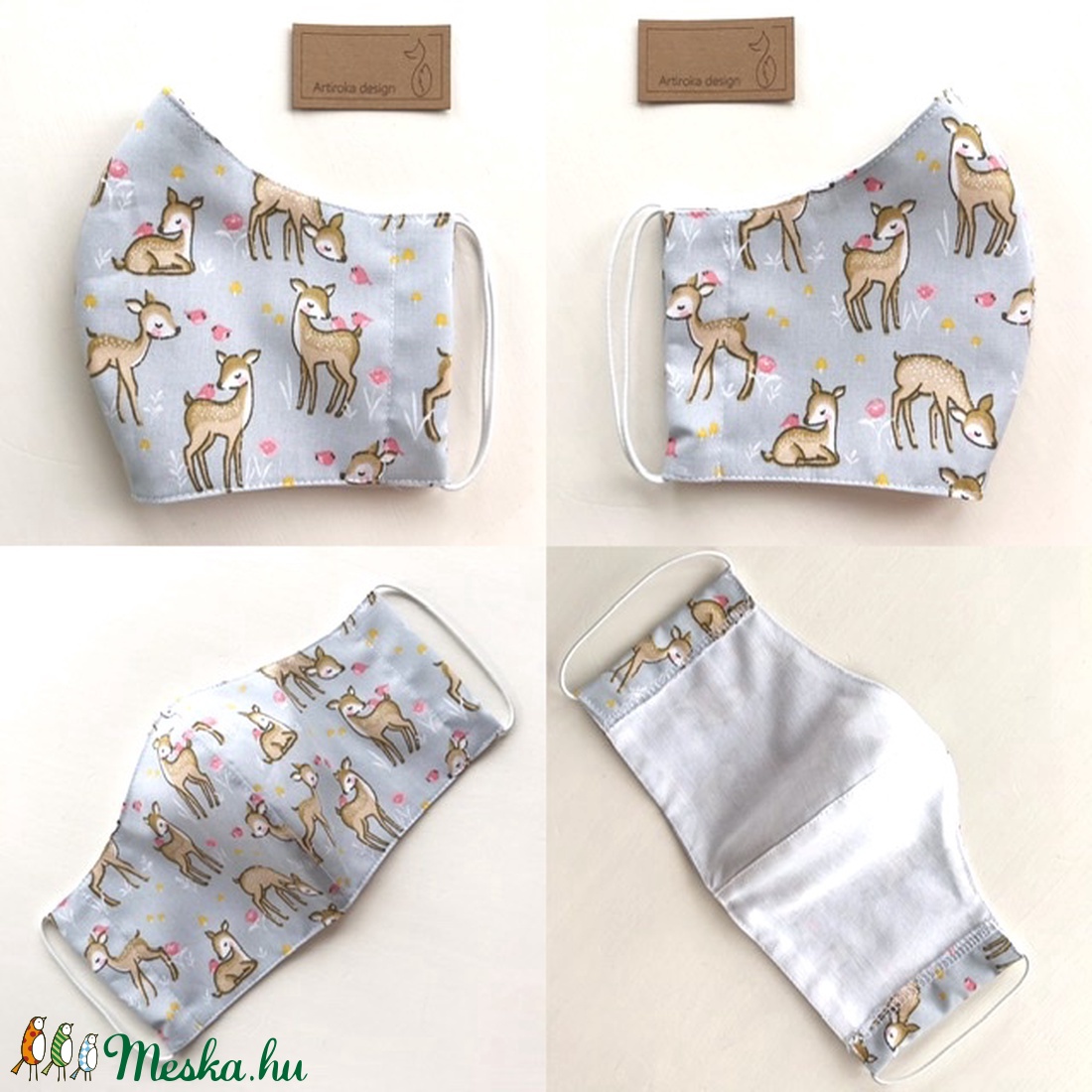 Bambi, őzike mintás prémium maszk, gyerek maszk, szájmaszk, arcmaszk prémium pamut textilből-  Artiroka design  -  - Meska.hu