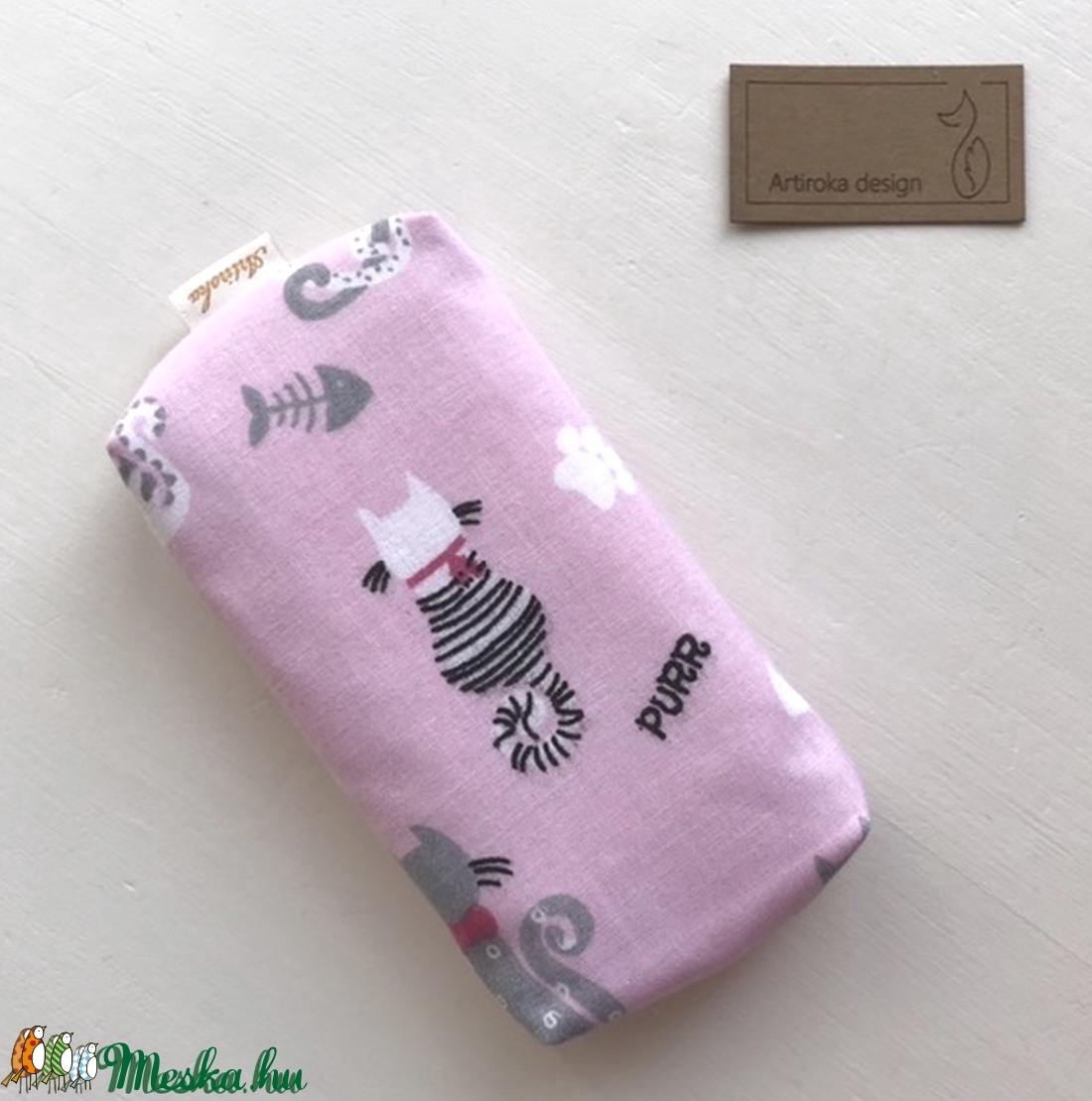 Fekete cica mintás bélelt papírzsebkendő tartó - Artiroka design -  - Meska.hu