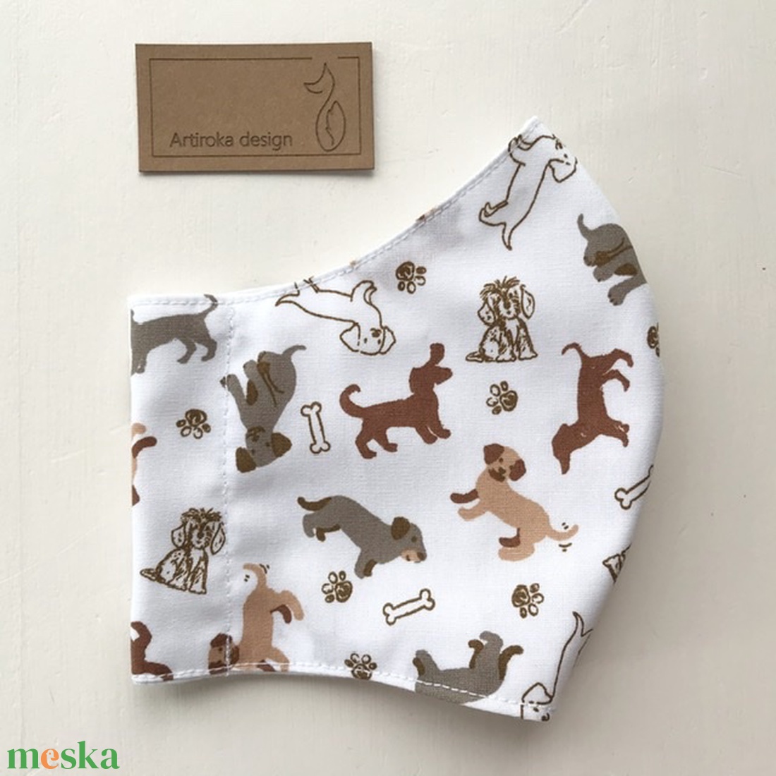 Kiskutya  mintás arcmaszk, szájmaszk, maszk, gyerekmaszk-  S méret készleten - Artiroka design - gyerek - gyerek - Meska.hu