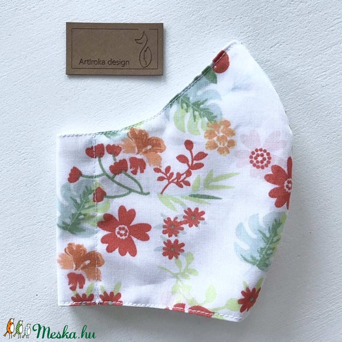 Róka piros szoknyában a virágos réten -  arcmaszk, szájmaszk, maszk - Artiroka design -  - Meska.hu