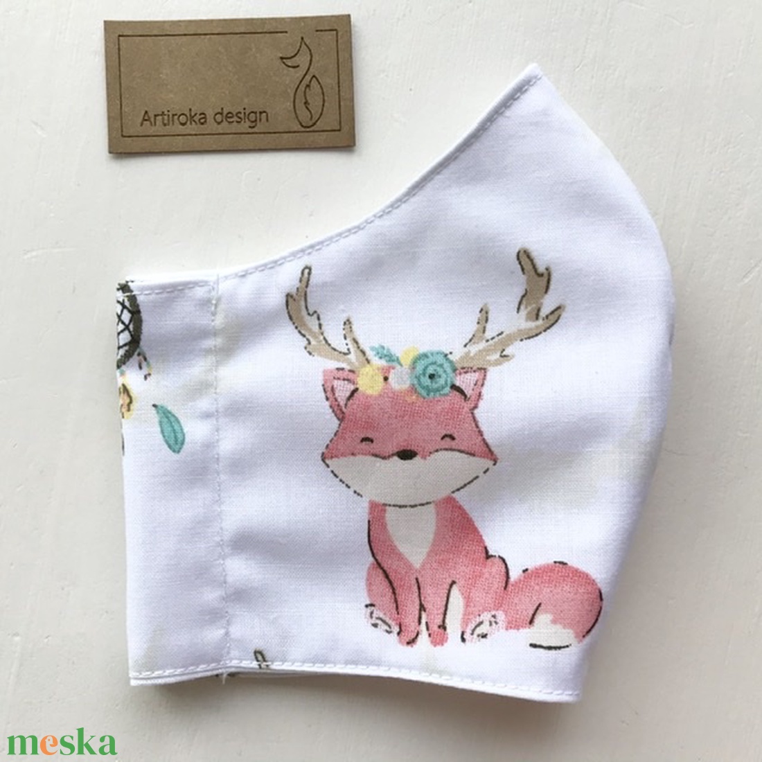 Róka és süni mintás gyerek arcmaszk, szájmaszk, maszk, arcmaszk, szájmaszk, gyerekmaszk - Artiroka design -  - Meska.hu