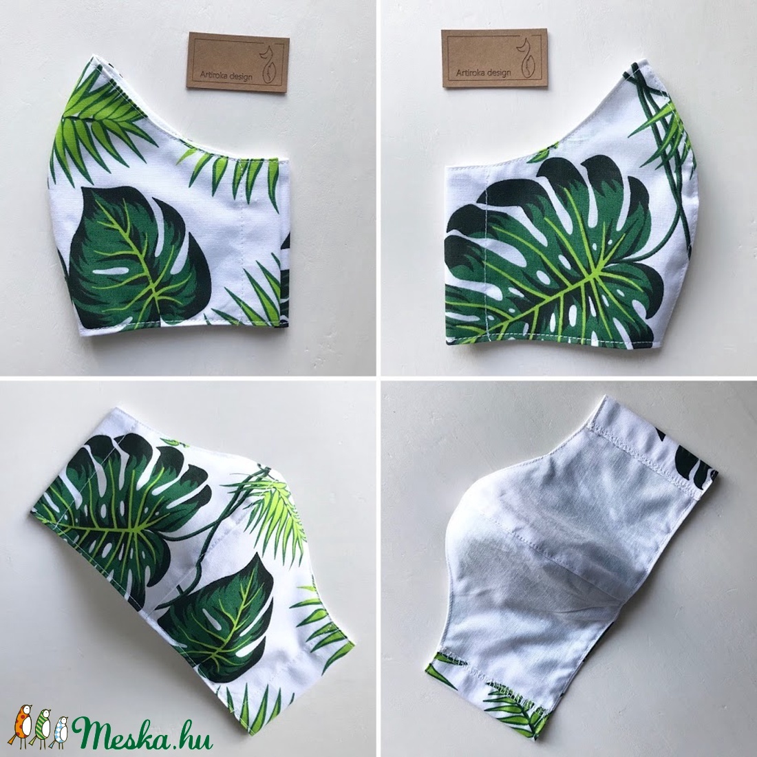  Pálma levél mintás maszk, arcmaszk, szájmaszk, gyerekmaszk - Artiroka design - női - női - Meska.hu