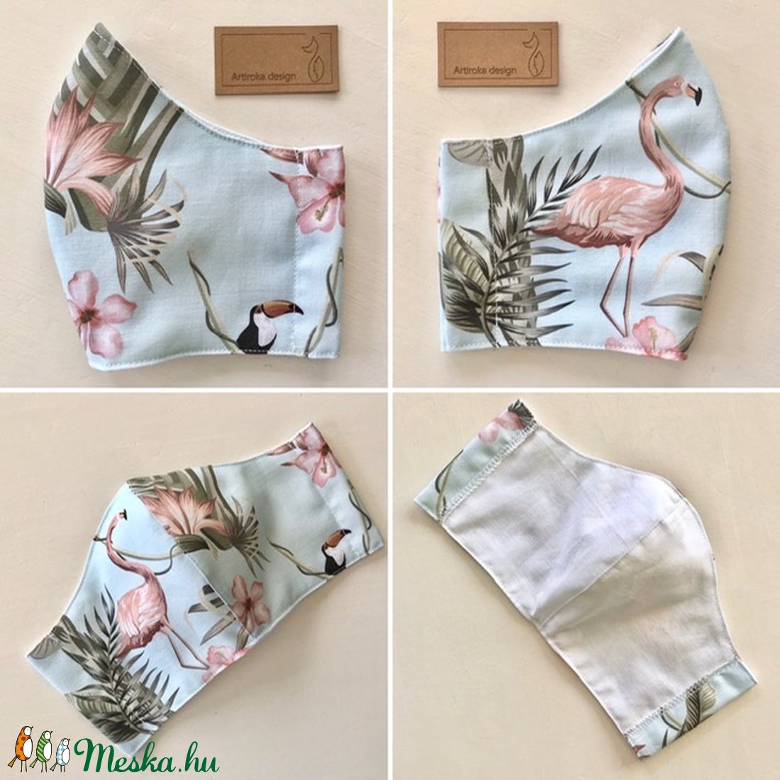 Flamingó mintás prémium arcmaszk, szájmaszk, maszk - Artiroka design - női - női - Meska.hu