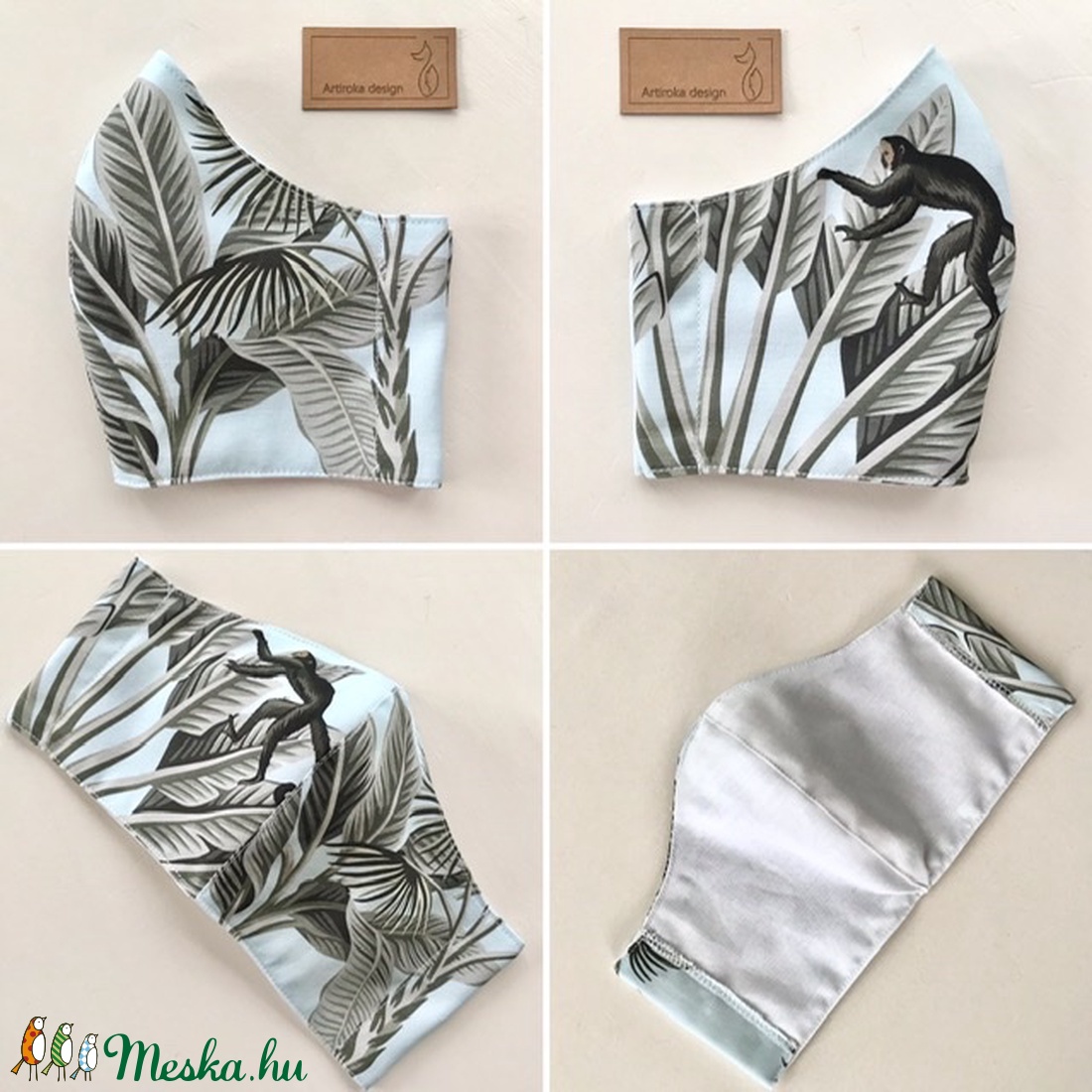 Prémium pamut textil, Maki majom mintás arcmaszk, szájmaszk, maszk - Artiroka design - gyerek - gyerek - Meska.hu
