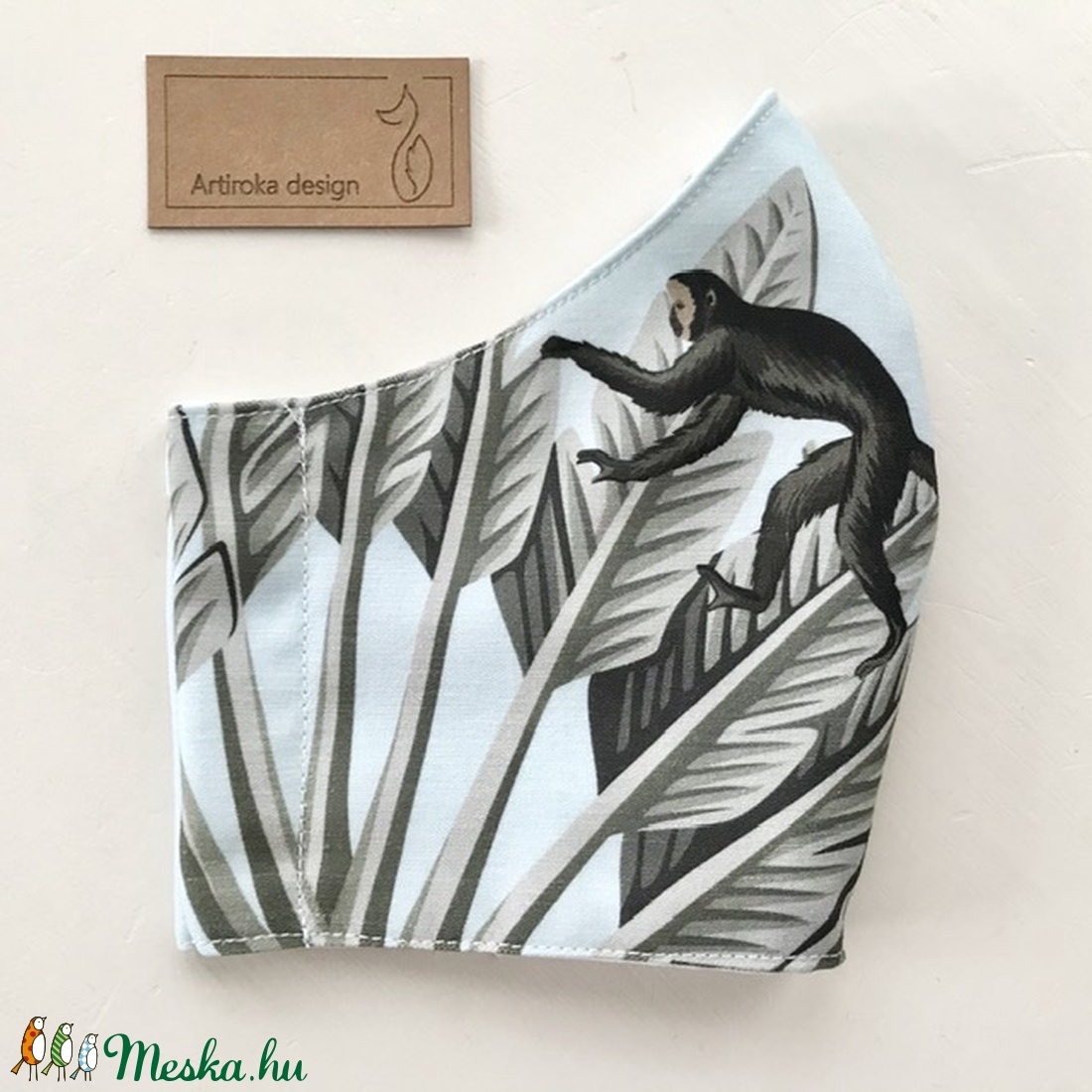 Prémium pamut textil, Maki majom mintás arcmaszk, szájmaszk, maszk - Artiroka design - gyerek - gyerek - Meska.hu