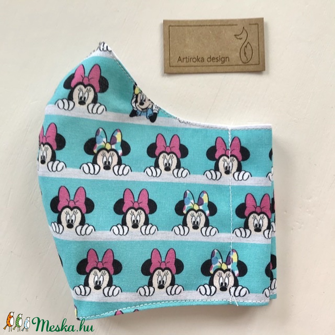 Mickey egér mintás türkiz színű, prémium pamut arcmaszk, szájmaszk, maszk, gyerekmaszk  AKCIÓ - Miki egér  - gyerek - gyerek - Meska.hu
