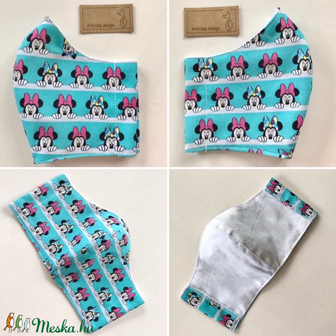 Mickey egér mintás türkiz színű, prémium pamut arcmaszk, szájmaszk, maszk, gyerekmaszk  AKCIÓ - Miki egér  - gyerek - gyerek - Meska.hu