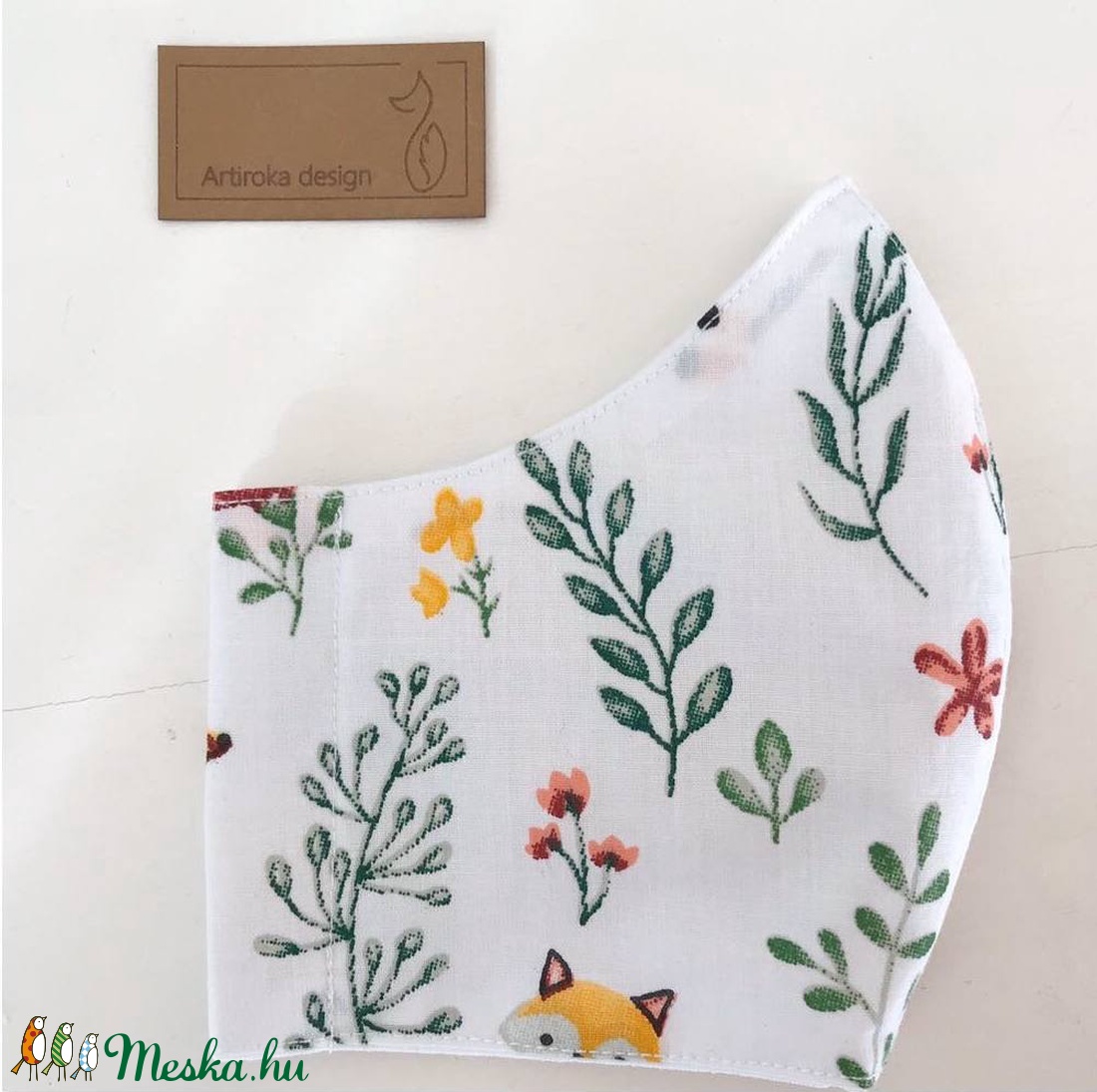 Kukucskáló róka mintás szájmaszk, maszk, arcmaszk - maszk - XS MÉRETBEN - Artiroka design - gyerek - gyerek - Meska.hu