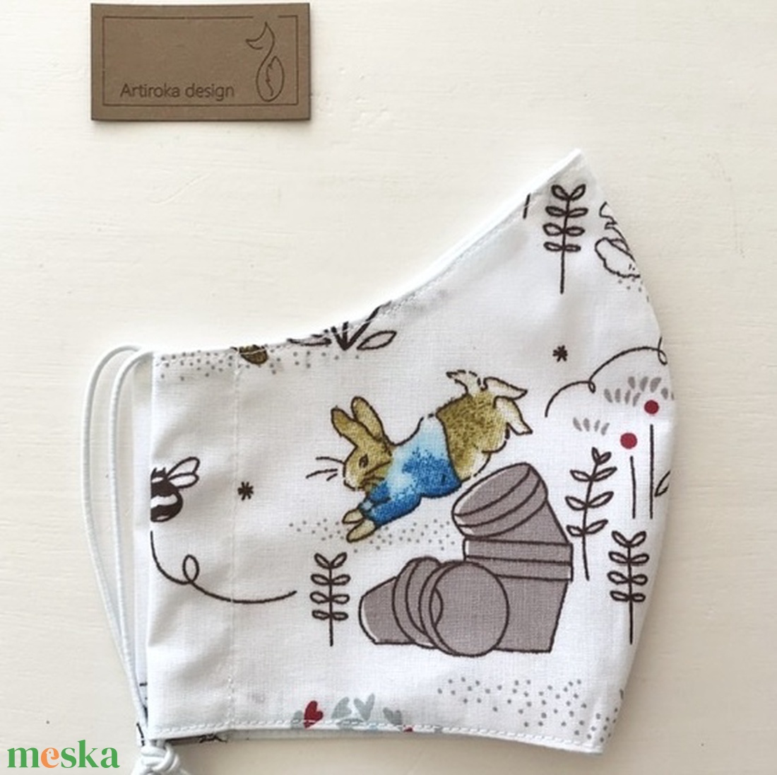Nyuszi mintás arcmaszk, szájmaszk, maszk - Artiroka design -  - Meska.hu